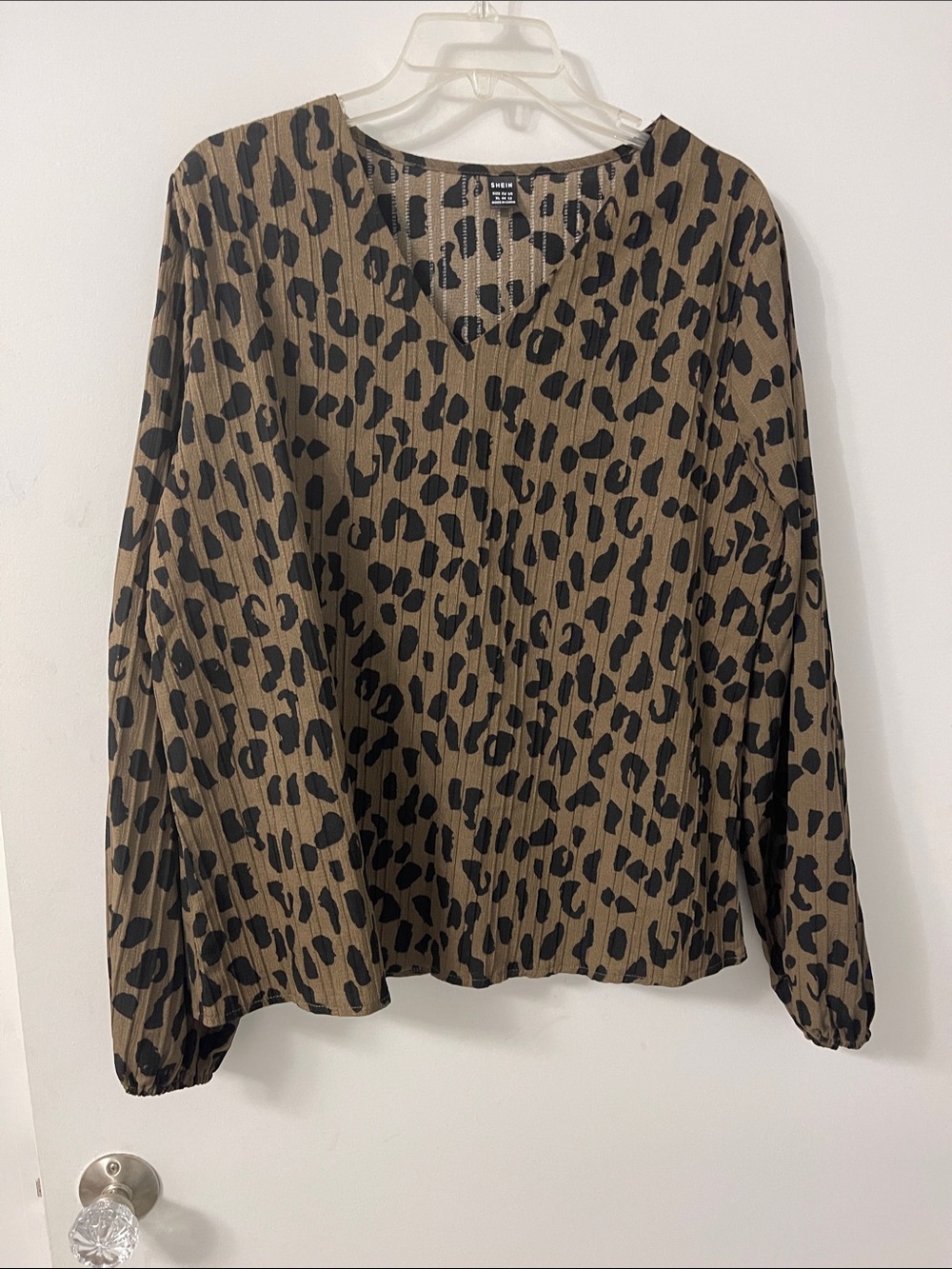 SHEIN Brown and Black Leopard Print Long Sleeve Top